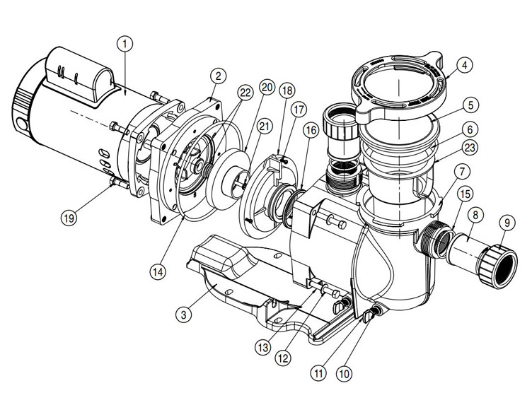 Pentair SuperFlo Energy Efficient 2 Speed Pool Pump | 115V 0.75HP | 341111 Parts Schematic