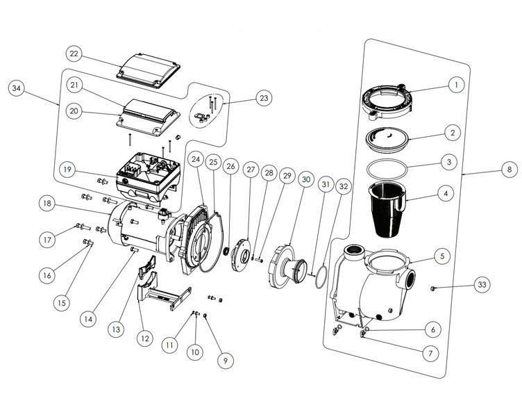 Pentair IntelliFlo i2 Variable Speed Pool Pump | Time Clock Included | 3.2kw 208-230V | 011060 Parts Schematic