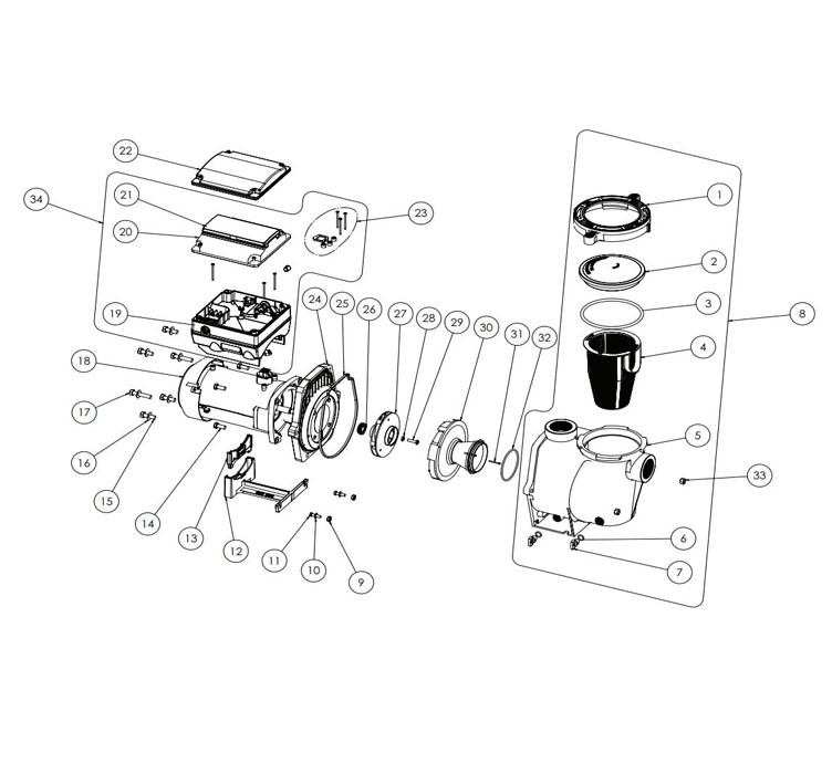 Pentair IntelliFlo i1 Variable Speed Pump VS+ 1HP | Time Clock Included | 011059 Parts Schematic