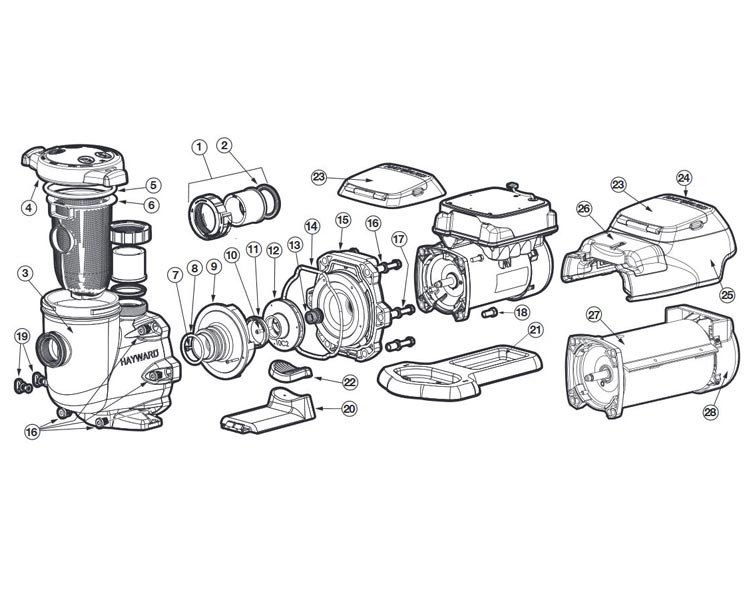 Hayward Tristar VS Variable Speed Pool Pump | 1.85HP 230V Single Phase | W3SP3202VSP Parts Schematic