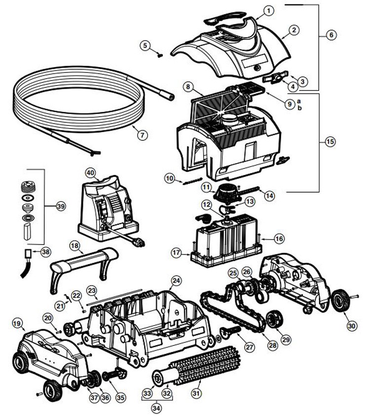 Hayward SharkVac Robotic Pool Cleaner | 50' Cord | W3RC9740CUB Parts Schematic