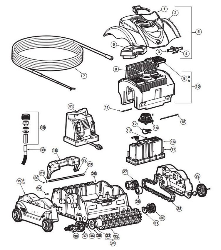 Hayward SharkVac XL Robotic Pool Cleaner with Caddy | 60' Cord | W3RC9742WCCUBY Parts Schematic