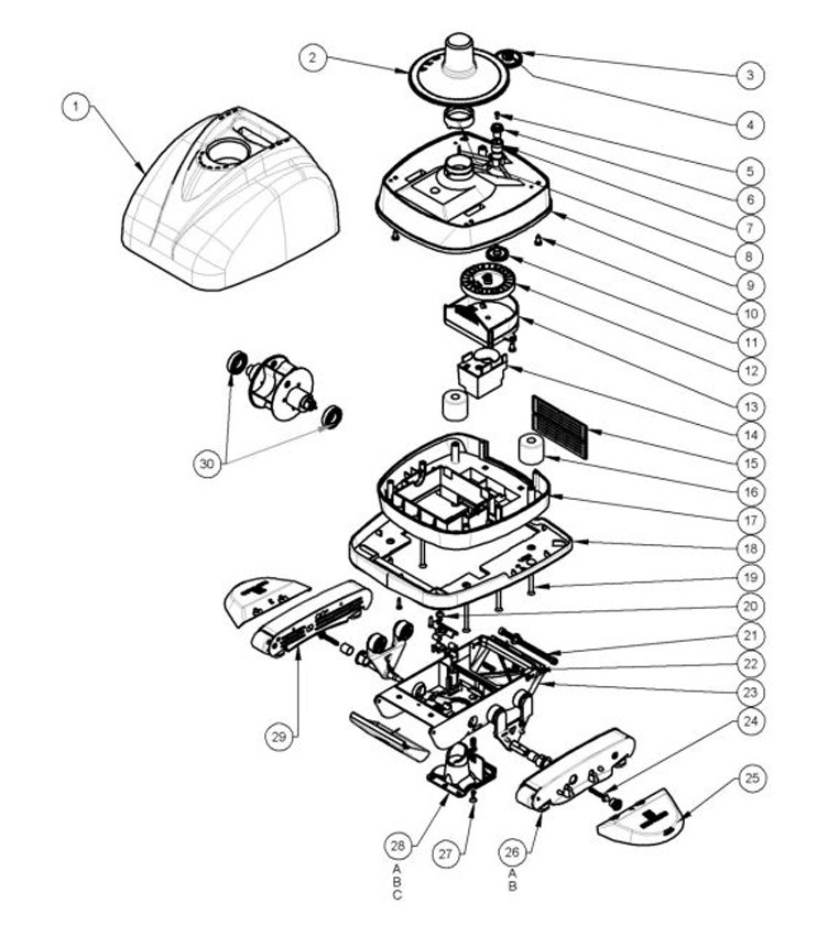 Hayward Blu Automatic Suction Cleaner | Concrete Pools | W3BLUCON Parts Schematic