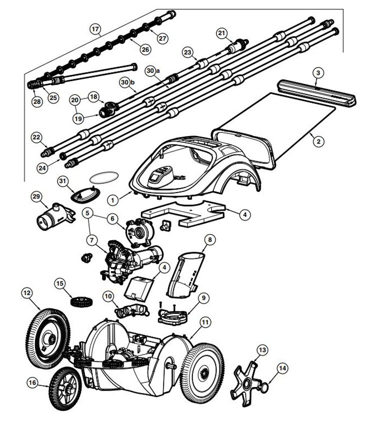 Hayward TriVac 700 Pressure-Side Automatic Pool Cleaner | TVP700C Parts Schematic