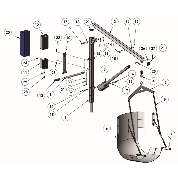 Aqua Creek EZ 2 Pool Lift | No Anchor | F-EZPL2 Parts Schematic