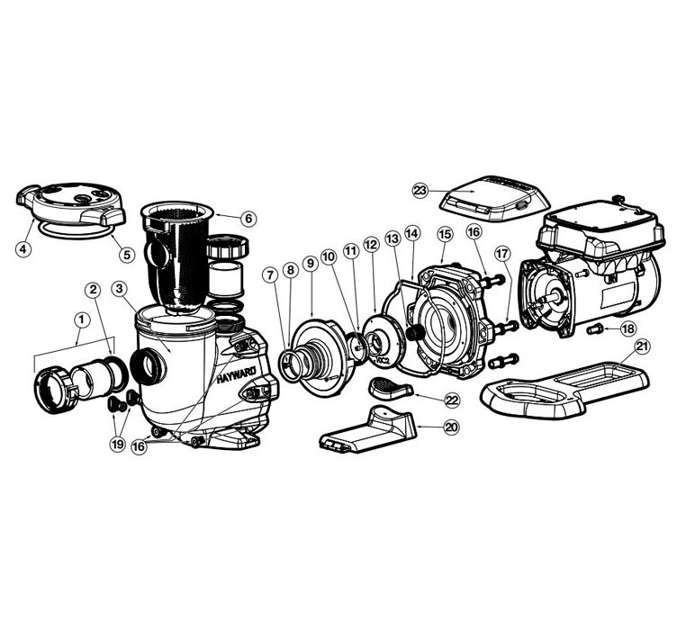 Hayward TriStar VS Variable Speed Pool Pump | 1.85HP 230V | SP32900VSP Parts Schematic