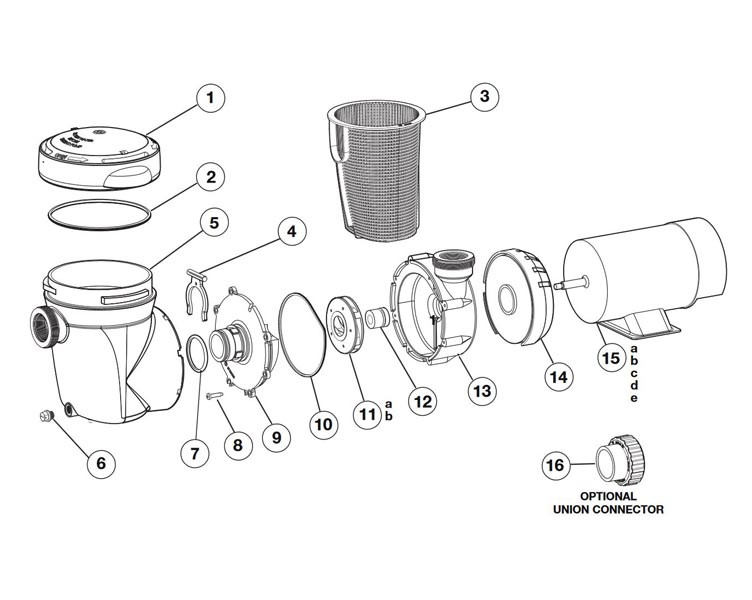 Hayward PowerFlo Matrix Above Ground Single Speed Pool Pump with Micro Timer | 3/4HP 115V | SP1591FT Parts Schematic