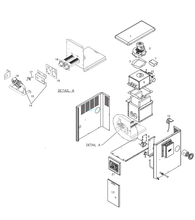 Hayward H-Series Above Ground Pool & Spa Heater | Cupro Nickel Exchanger | 135,000 BTU | Propane Gas | H135IDP1 Parts Schematic