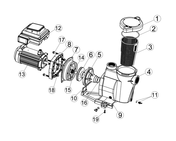 CaliMar® Variable Speed Pool Pump | 3HP | CMARVSP3.0 Parts Schematic