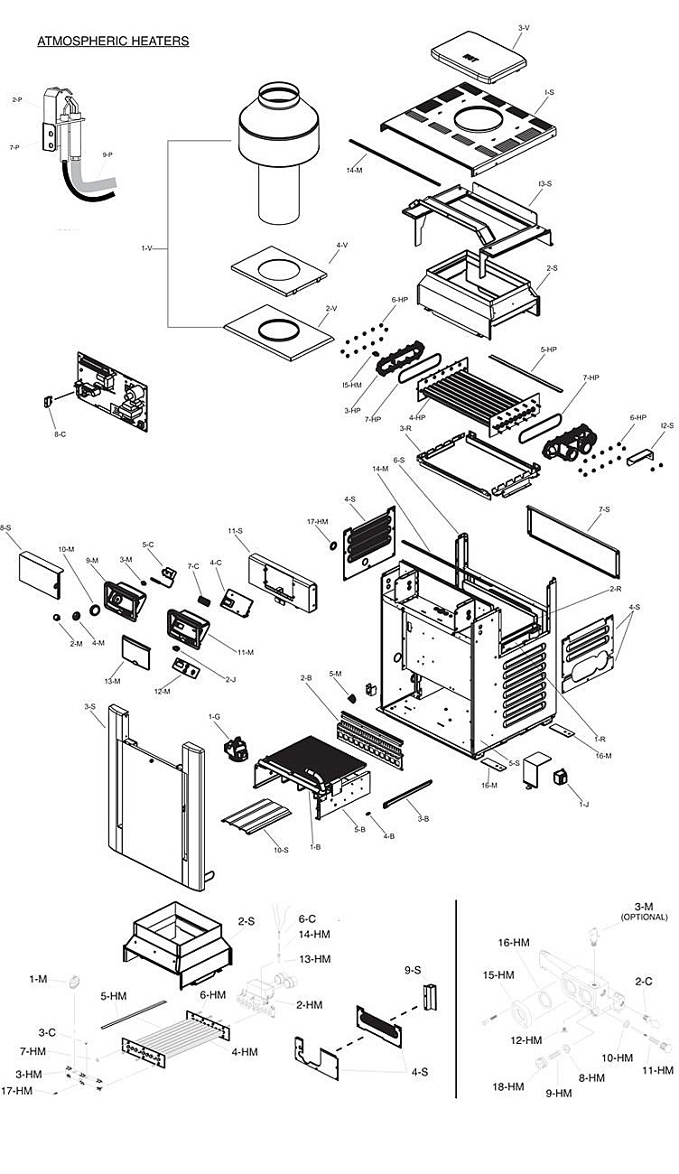 Raypak Digital ASME Propane Gas Commercial Swimming Pool Heater | 333k BTU Cupro Nickel Heat Exchanger | Altitude 2000-2999 Ft | C-R336A-EP-X 010216 | B-R336A-EP-X #58 017417 Parts Schematic