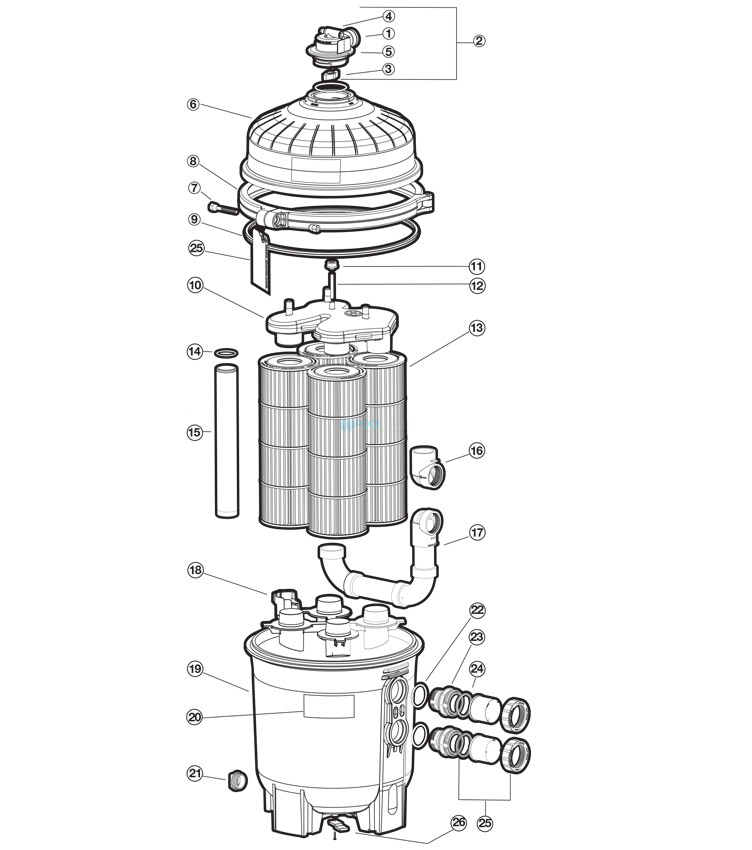 Hayward SwimClear Multi-Element Cartridge Filter | 725 sq. ft. | C7030 Parts Schematic