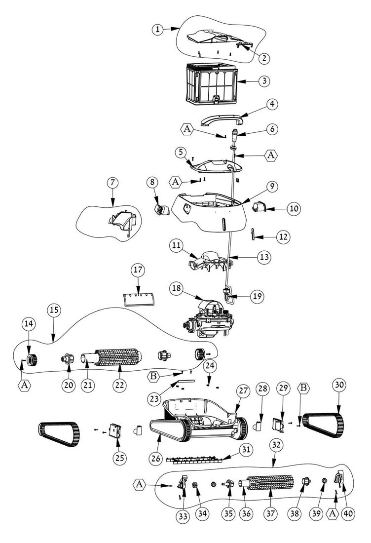 Maytronics Dolphin Triton PS Plus WiFi Connected Robotic Pool Cleaner | 99996212-USWI Parts Schematic