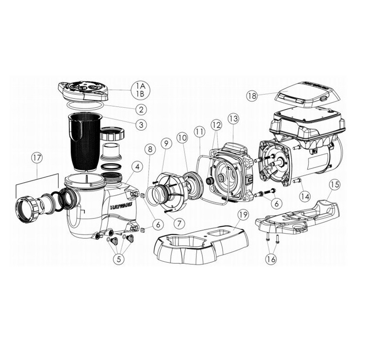 Hayward MaxFlo 500 Omni Variable Speed Pump with SmartPool Control | 1.65HP 230V | HL2350020VSP Parts Schematic