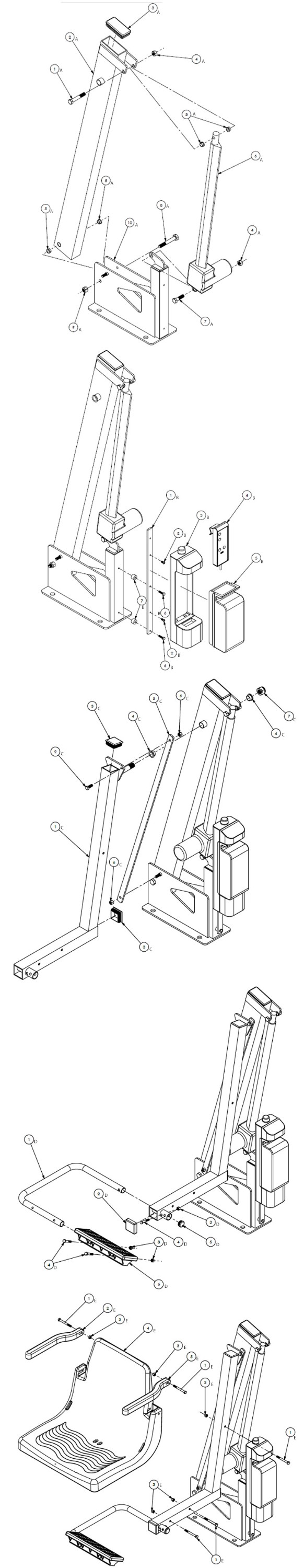 Global Pool Products Legend Series L-325 Pool Lift | No Anchor | L325NA Parts Schematic