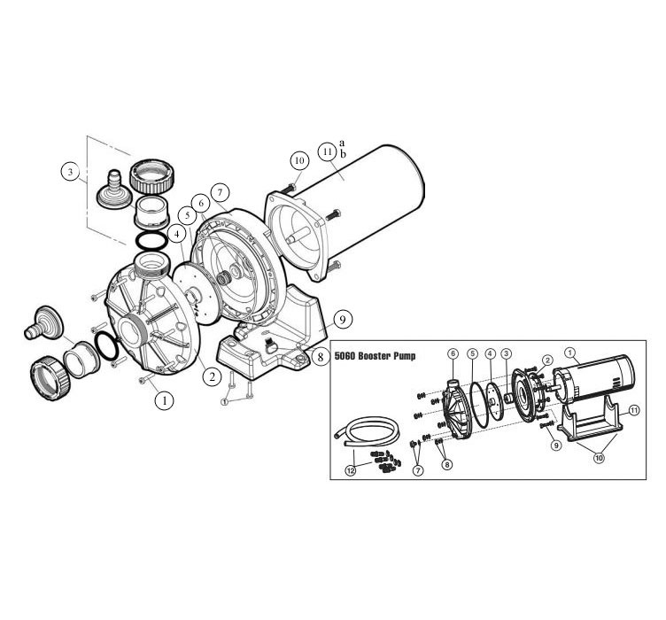 Hayward TEFC Booster Pump .75HP 115/208-230V | HSP30060 Parts Schematic