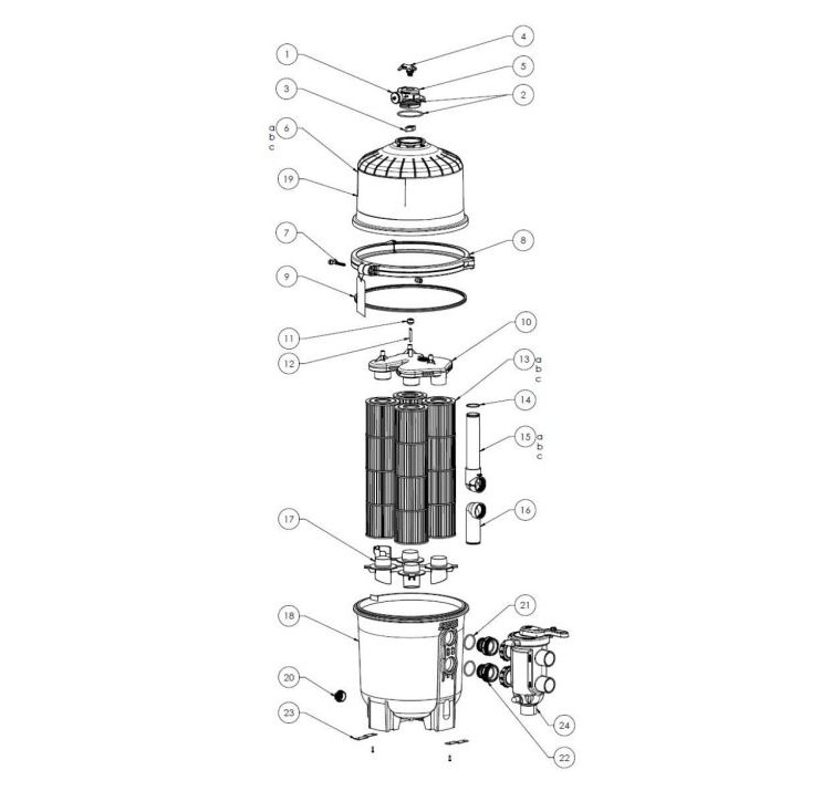 Hayward DEP 500 Series Pleated Element D.E. Filter | 100 Sq. Ft. | DEP100 Parts Schematic