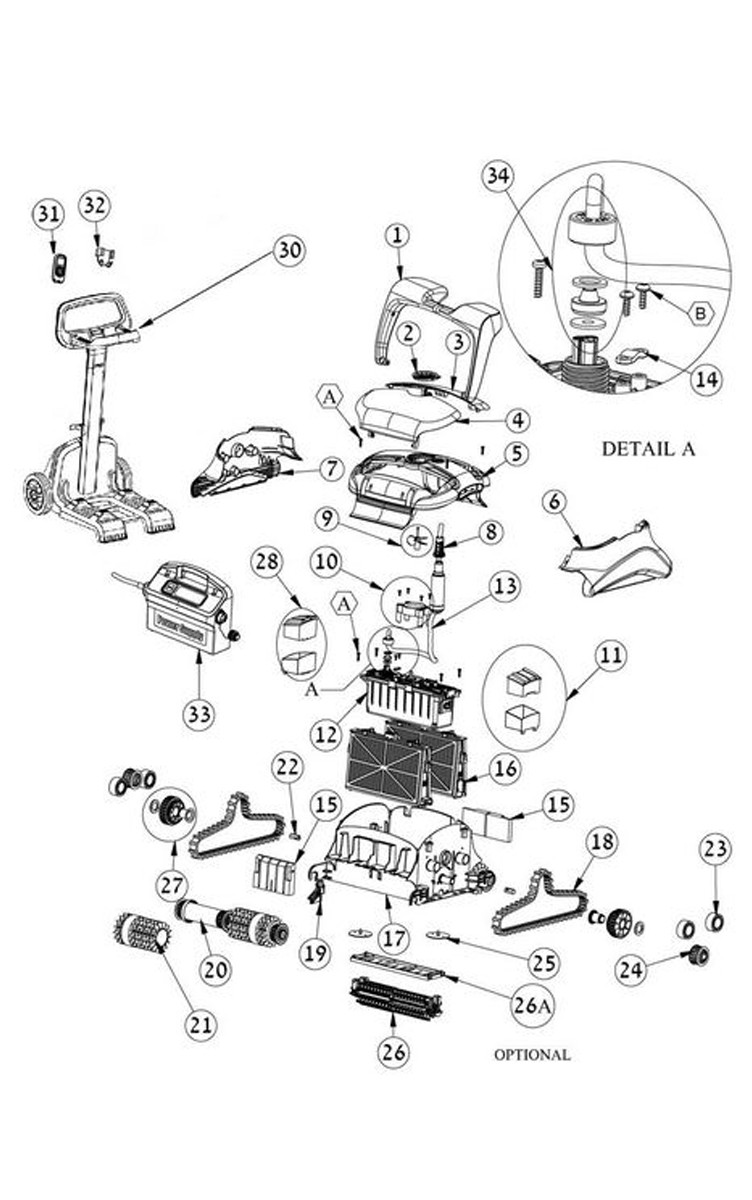 Maytronics Dolphin C4 Commercial Class Inground Robotic Pool Cleaner with Remote & Caddy | 99991083-C4 Parts Schematic