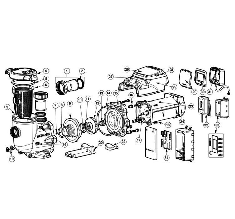 Hayward TriStar VS 950 Omni Variable Speed Pump with Smart Pool Control | HL32950VSP Parts Schematic