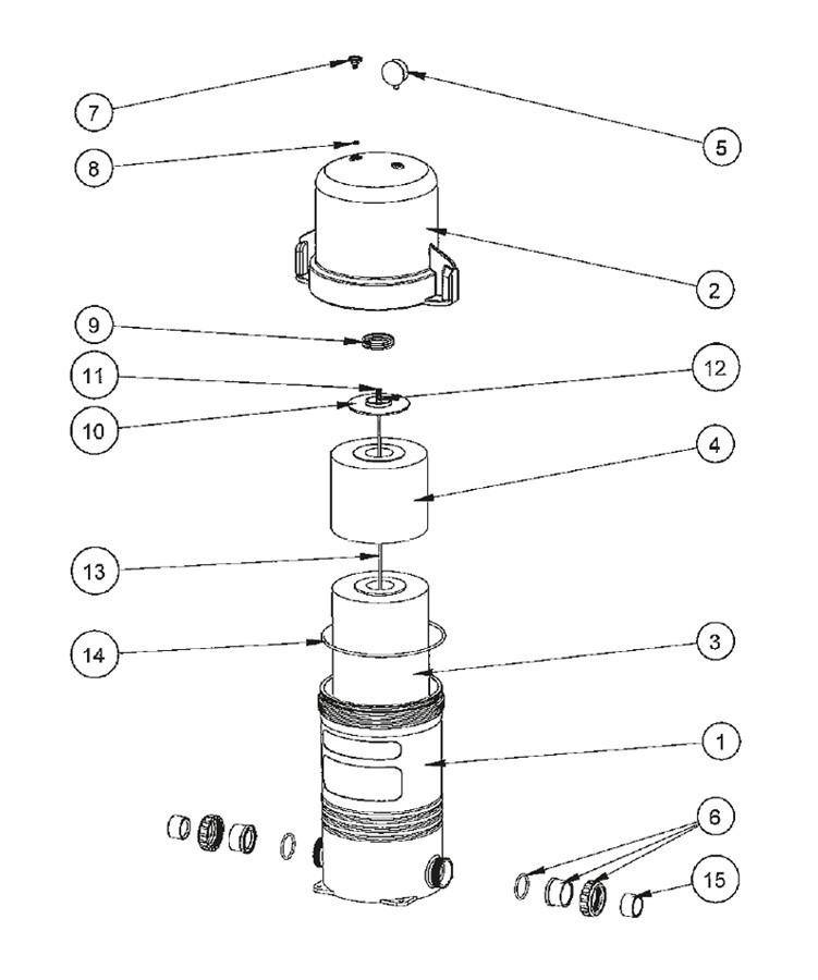Waterco Opal XL C225 Cartridge Filter | 225 Sq. Ft. | 217225A Parts Schematic
