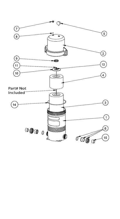 Waterco Opal XL Cartridge Filter | 270 Sq. Ft. 100 GPM | 217270NA | 217270A Parts Schematic