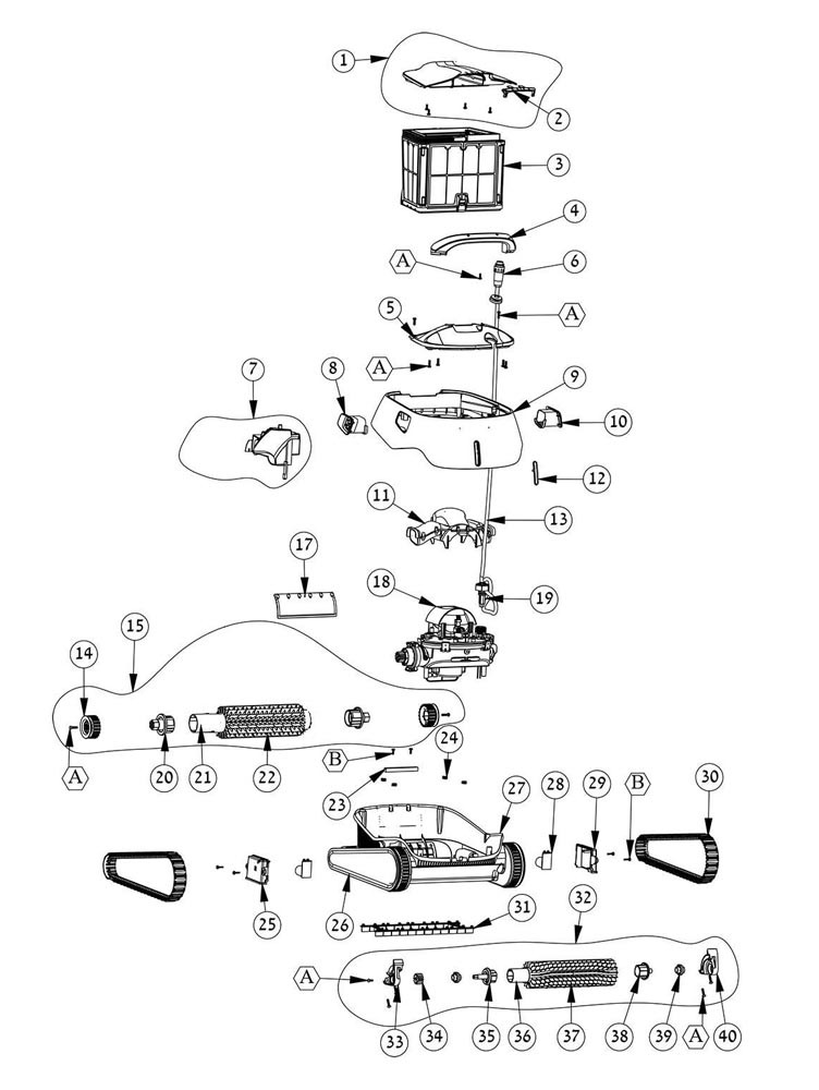 Maytronics Dolphin Triton PS Inground Robotic Pool Cleaner with PowerStream | 99996207-USW Parts Schematic