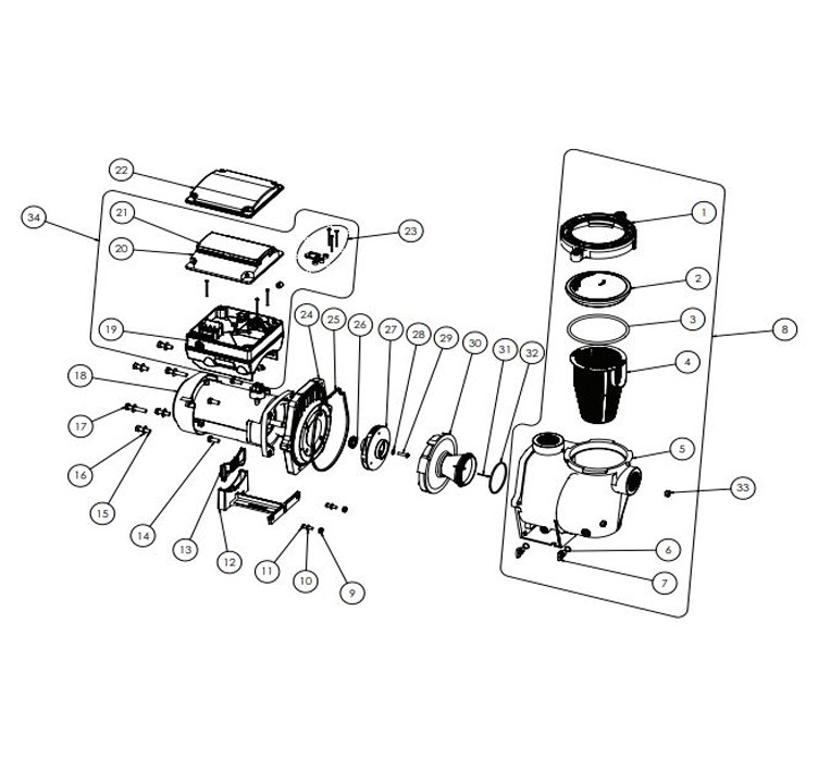 Pentair IntelliFlo Variable Speed High Performance Pool Pump with Digital Time Clock | 3HP Max | EC-011028 Parts Schematic