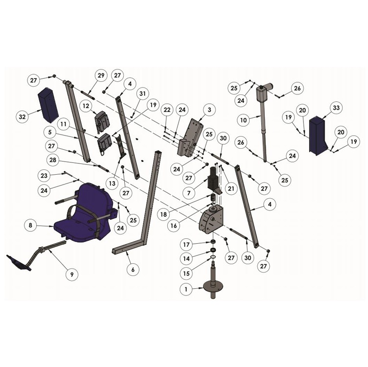 Aqua Creek Mighty 400 Pool Lift | No Anchor | White Powder Coat with White Seat | F-MTY400-W Parts Schematic