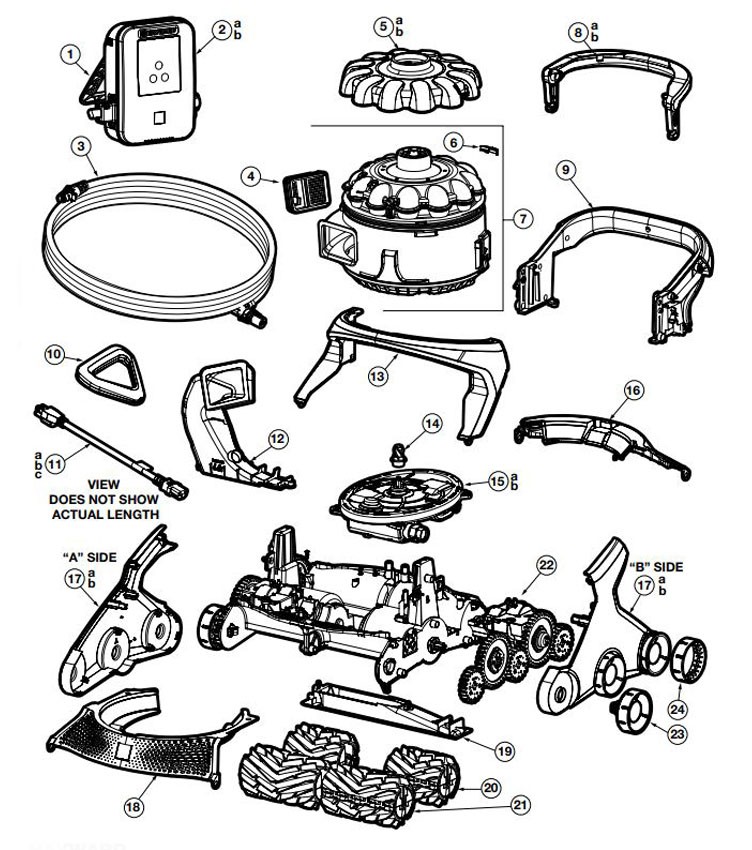 Hayward AquaVac 600 Robotic Cleaner with Caddy | RCH601CUY Parts Schematic
