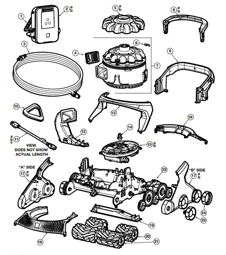 Hayward AquaVac 650 Robotic Cleaner with Remote and Caddy Cart | RCH651CUY Parts Schematic