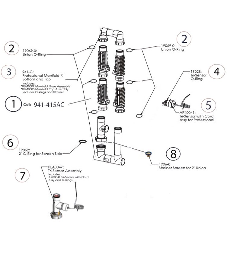 AutoPilot Commercial Manifold with 4 PPC5 Cells with M&L Connection | 941-415AC Parts Schematic