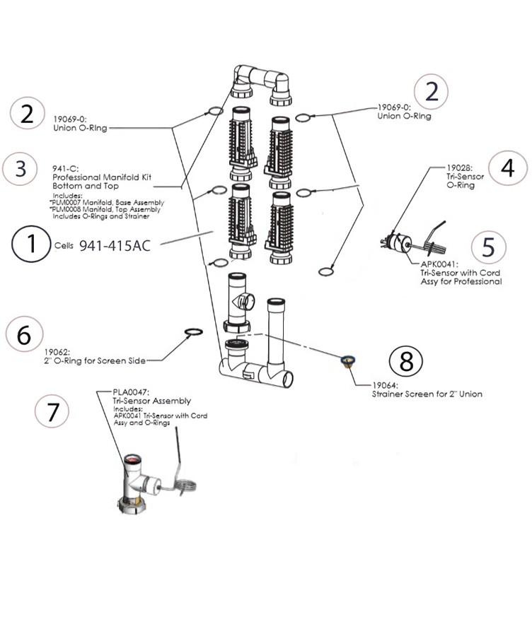 AutoPilot Commercial Manifold with 4 PPC5 Cells with M&L Connection | 941-415AC Parts Schematic