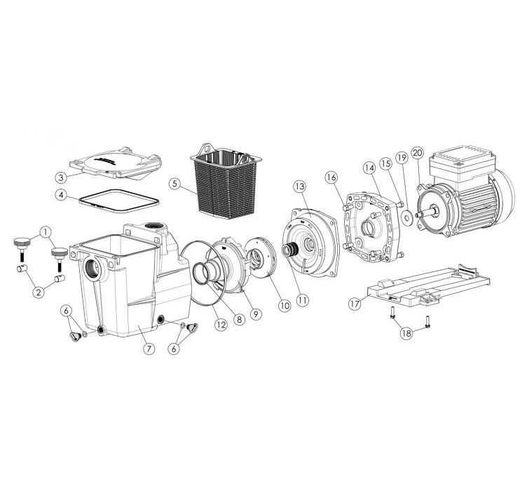 Hayward Super Pump 700 1HP TEFC Standard Efficiency Max Rated Pool/Spa Pump | 115/230V | SP2670007X10 Parts Schematic