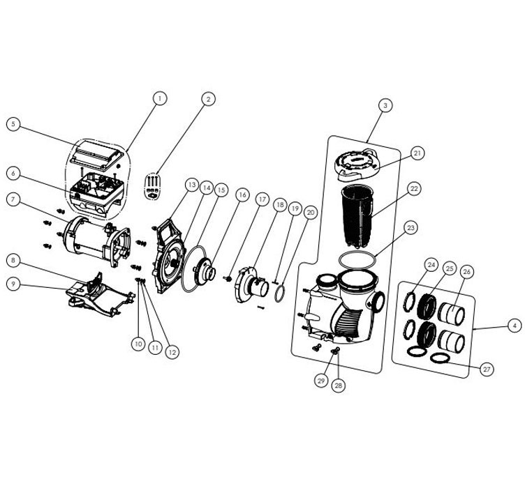 Pentair IntelliFloXF Variable Speed and Flow Pump 3HP Max | 022056 Parts Schematic