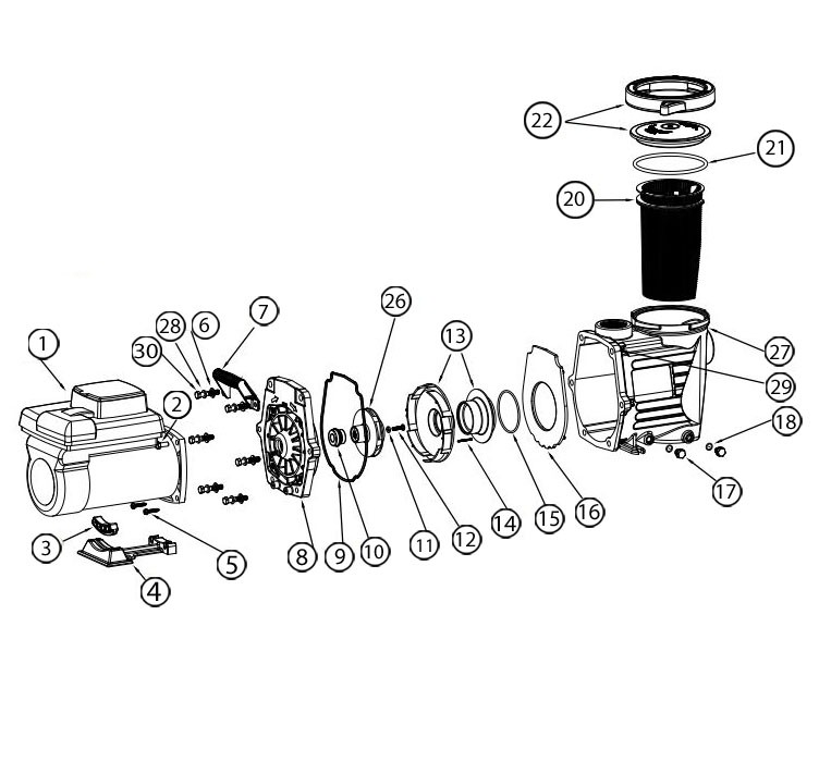 Waterway Power Defender 270 Variable Speed Pump 2.7HP 230V | PD-VSC270 Parts Schematic