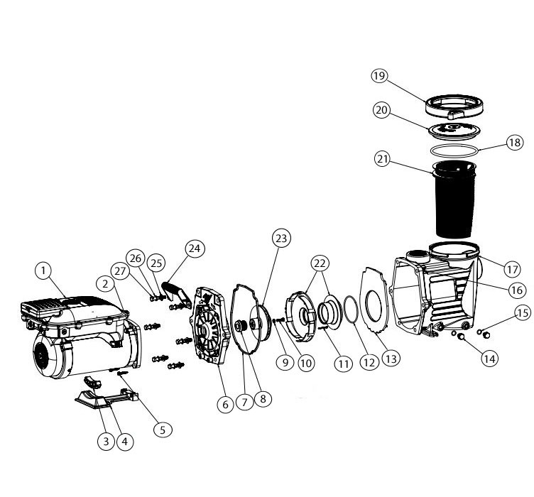 Waterway Power Defender 300 Variable Speed Pump 3HP 13.5AMP 230V | PD-VSC300 Parts Schematic