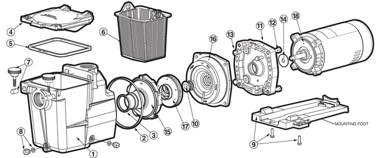 Hayward Super Pump | 2HP Uprated 115V 230V | SP2615X20 Parts