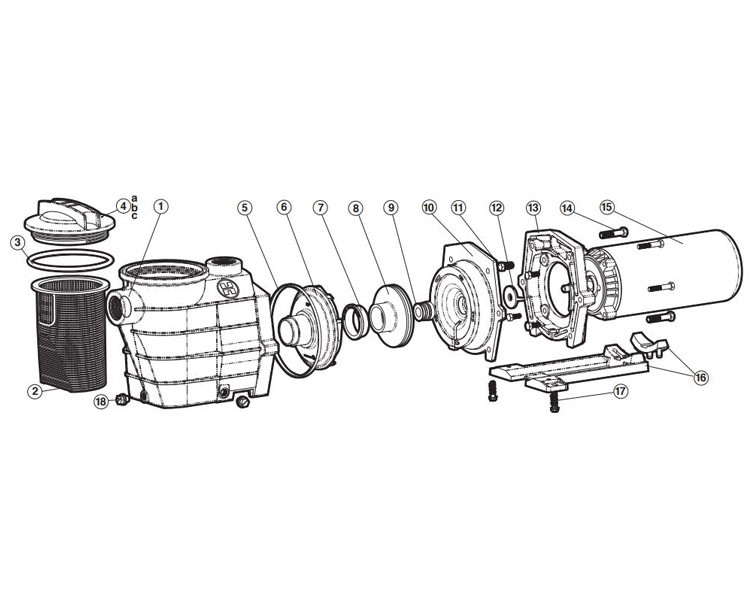 Hayward Super II Single Speed Pool Pump | 1HP Max Rated 115-230V | SP3007X10AZ Parts Schematic