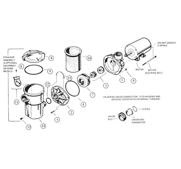 Hayward Power-Flo Pump 1HP 115V LX | 6' Cord | SP1580 Parts Schematic