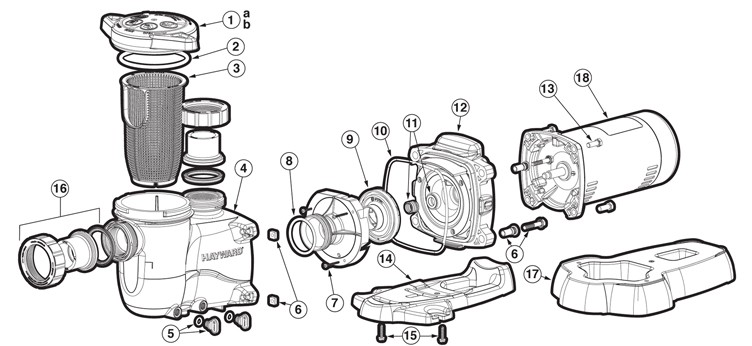 Hayward Max-Flo XL Single Speed Pool Pump | 1.5HP 115V 230V | SP2310X15 Parts Schematic