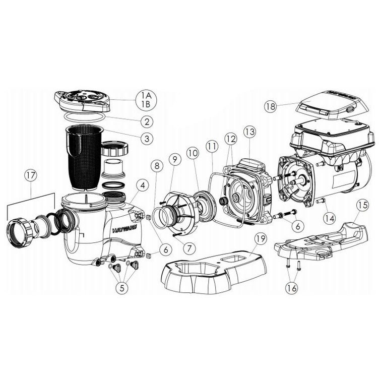 Hayward Max-Flo XL Single Speed Pool Pump | 2HP 115V 230V | SP2315X20 Parts Schematic
