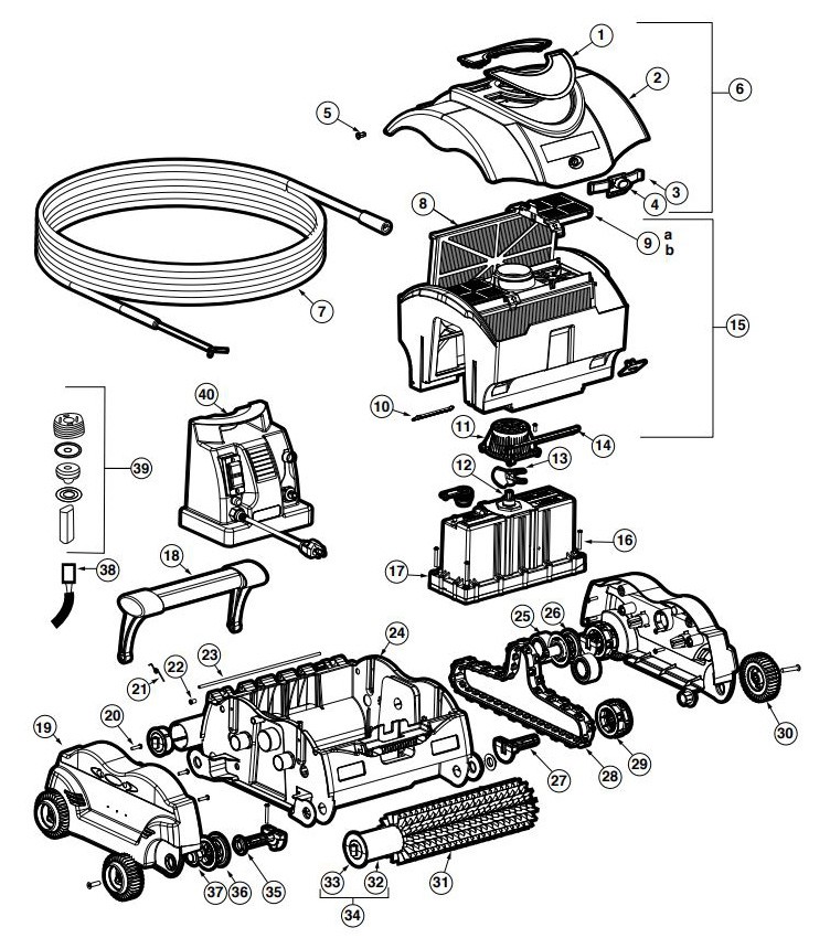 Hayward SharkVac Robotic Pool Cleaner | 50' Cord | RC9740CUB Parts Schematic