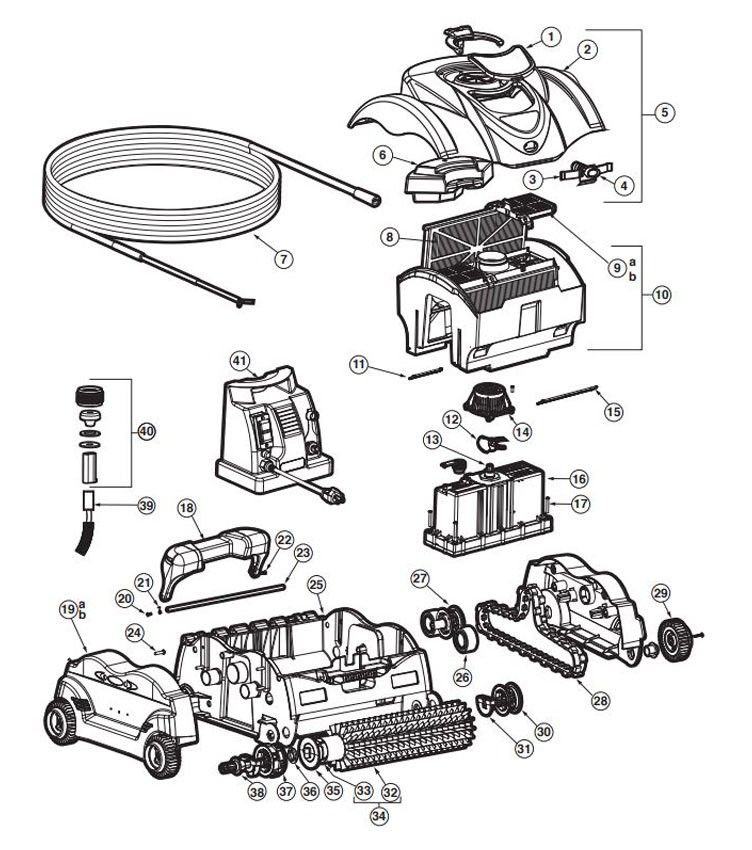 Hayward SharkVac XL Robotic Pool Cleaner with Caddy | 60' Cord | RC9742WCCUBY Parts Schematic