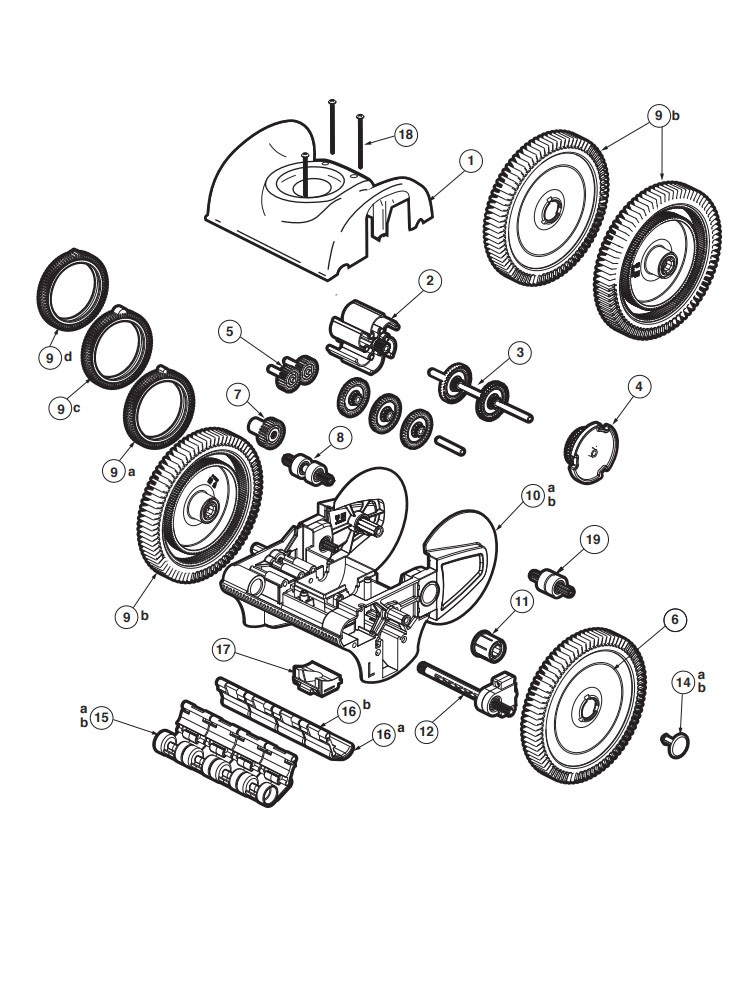 Poolvergnuegen PoolCleaner 4-Wheel Suction Side Cleaner | White Blue Model | 896584000-020 Parts Schematic