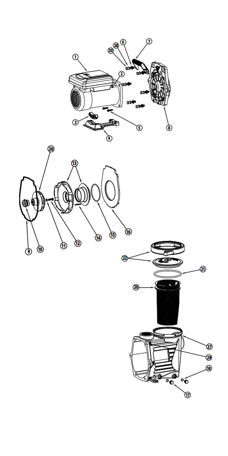 Waterway Power Defender 140 Dual Voltage Variable Speed Pump | 115/230V 1.40HP | PD-140 Parts Schematic