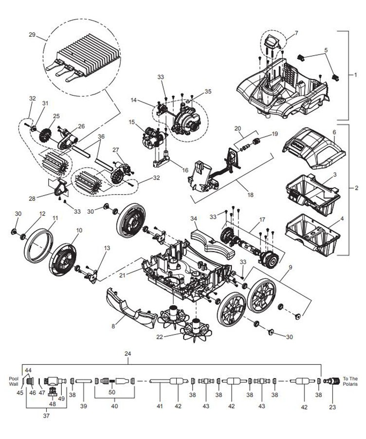 Polaris Quattro Sport In Ground Pressure Side Pool Cleaner | F4TR Parts Schematic