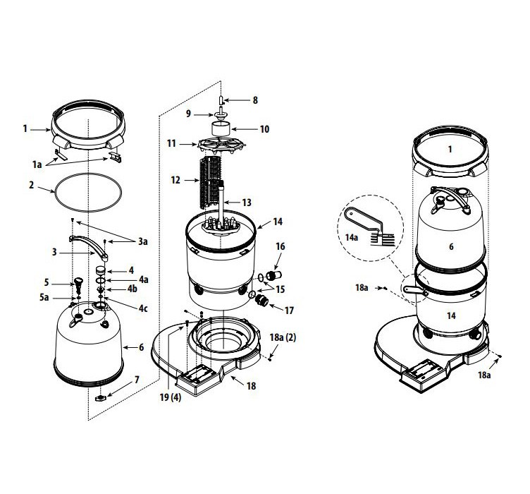 Waterway ClearWater II D.E. Filter | 12 Sq. Ft. 44 GPM  | FD12-7 Parts Schematic