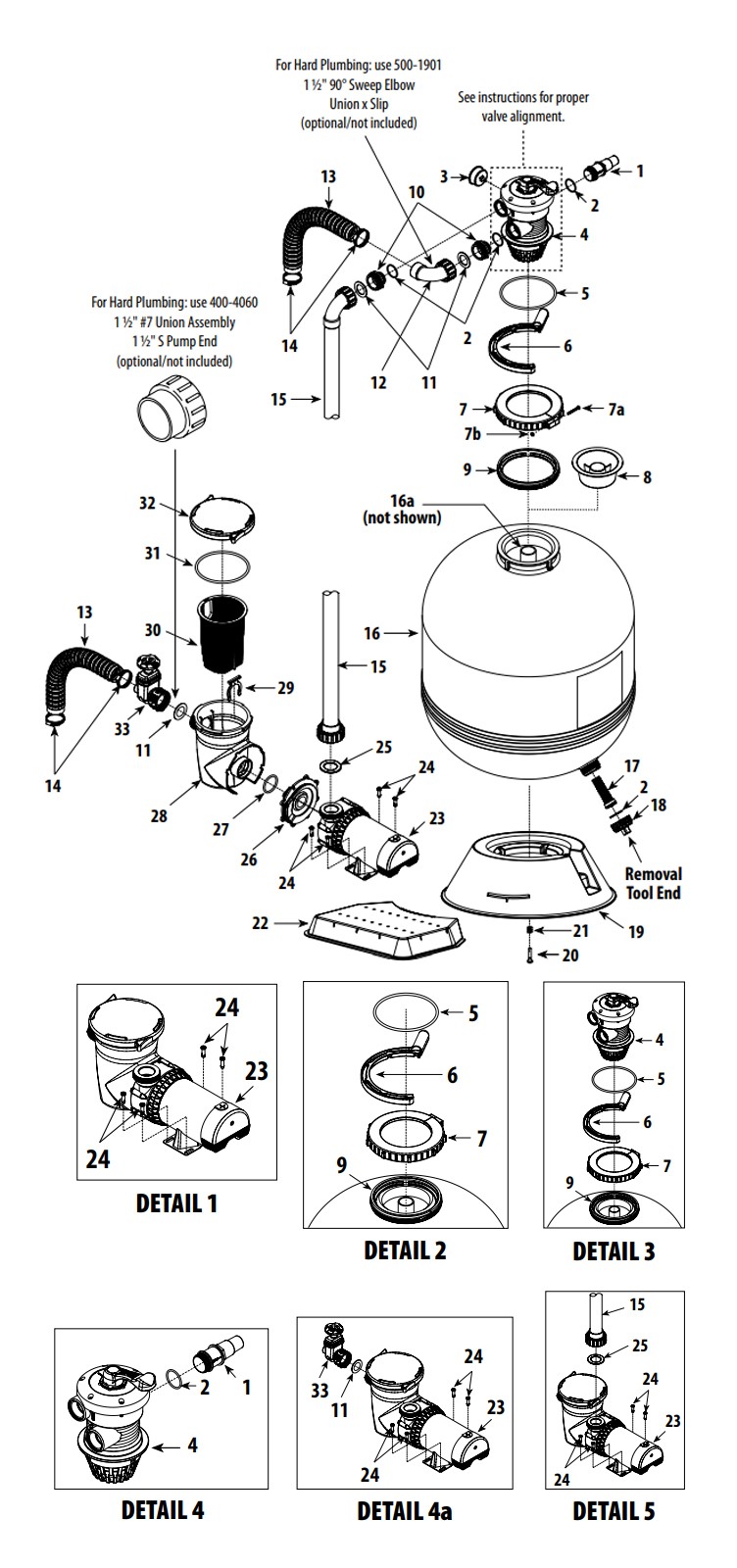 Waterway Carefree Above Ground Pool 16" Top Mount Sand Deluxe Filter System | 1HP Pump 1.4 Sq. Ft. Filter | 3' NEMA Cord | FSS016910-6S Parts Schematic