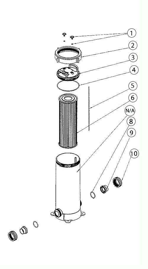 Waterco Trimline CC100 Cartridge Filter | 214010031NA Parts Schematic
