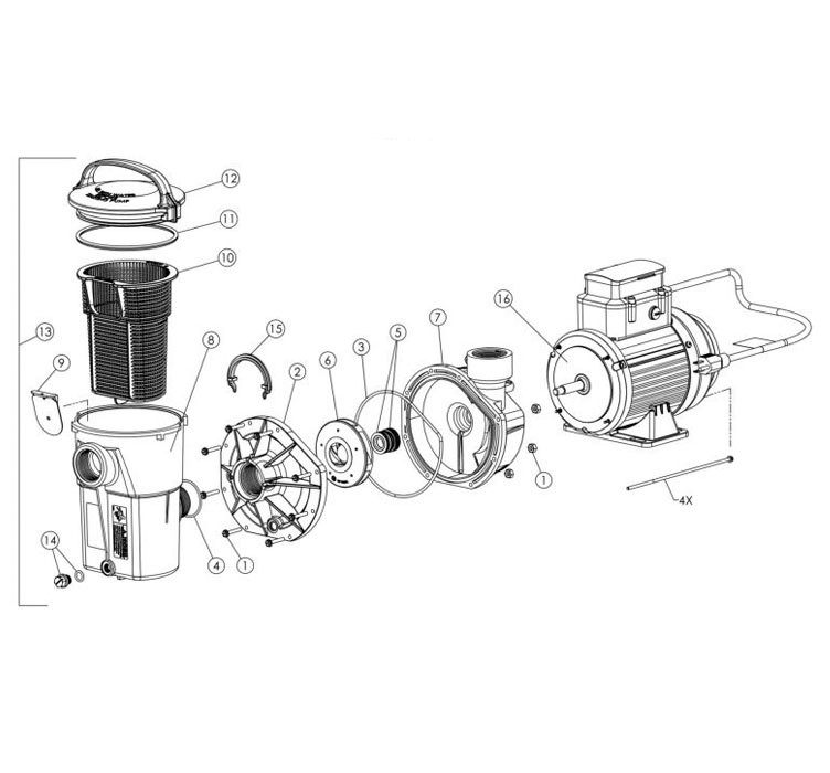 Hayward PowerFlo VS300 Variable Speed Pool Pump | SP1580X15VSP Parts Schematic