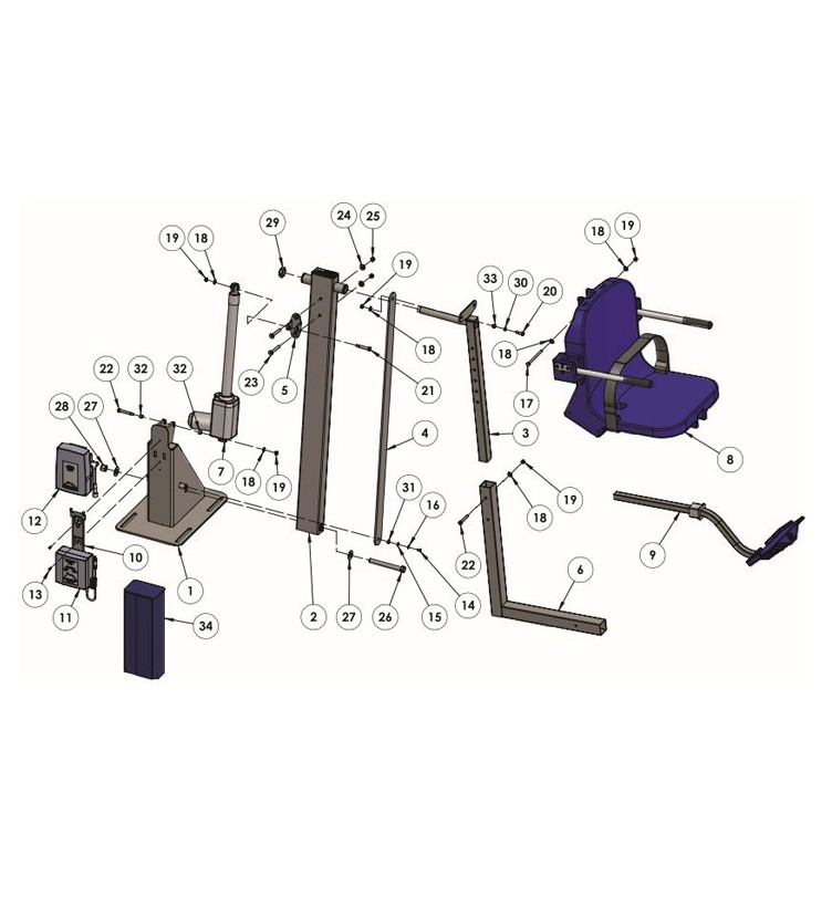 Aqua Creek Admiral Pool Lift | White with Blue Seat | F-ADMRL Parts Schematic